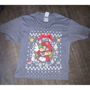 Gray Graphic T-Shirt with Mario Design